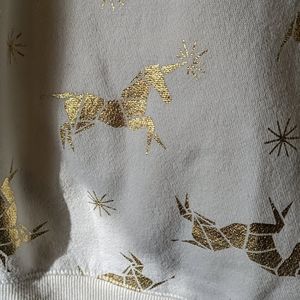KIDS zip up hoodie with gold unicorns